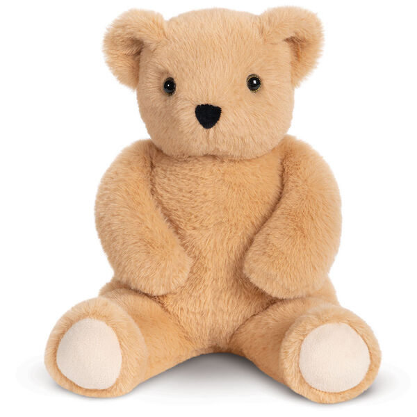 13" Bear Snuggle Pal - Seated light brown bear weighted stuffed animal with ivory foot pads image number 0