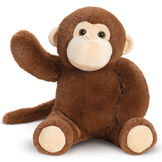 13" Monkey Snuggle Pal - Seated waving brown monkey weighted stuffed animal with tan muzzle and foot pads image number 8
