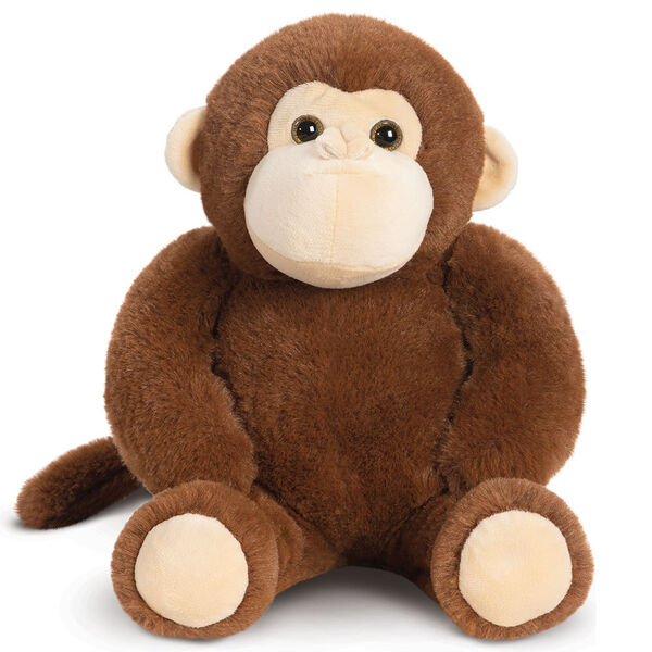 13" Monkey Snuggle Pal - Seated brown monkey weighted stuffed animal with tan muzzle and foot pads image number 0