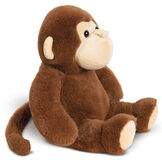 13" Monkey Snuggle Pal - Three quarter view of seated brown monkey weighted stuffed animal with tan muzzle and foot pads image number 3