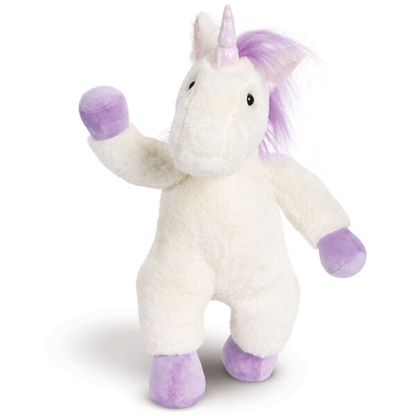 13" Unicorn Snuggle Pal - Standing ivory unicorn weighted stuffed animal with purple hooves, mane and tail image number 6