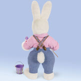 16" Limited Edition Easter Bunny 2022 - Back view of vanilla standing rabbit in pants and shirt with paintbrush image number 8