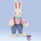 16" Limited Edition Easter Bunny 2022 - Front view of vanilla standing rabbit in pants and shirt with paintbrush image number 0