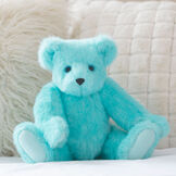 15" Blue Raspberry Lemonade Bear - Front view of jointed aqua blue bear with white paw pads presented as an Easter gift image number 2