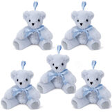 4" Winter Wonderland Ornaments - Set of 5 ice blue 4" bear ornaments with blue bows and Danforth Pewter snowflakes  image number 1