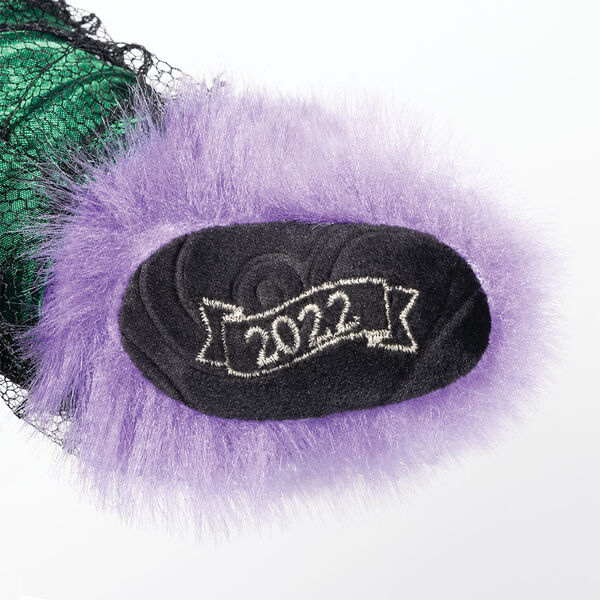 15" Limited Edition Toil and Trouble Witch - Close up of bear's left paw embroidered with "2022" in silver thread image number 5