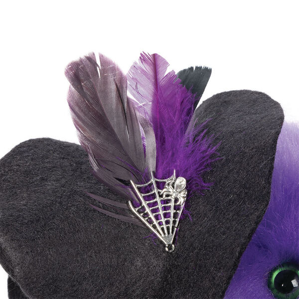 15" Limited Edition Toil and Trouble Witch - Close up of feathers and charm in the witch's hat image number 4