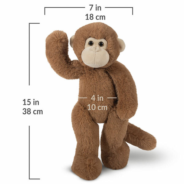 15" Buddy Monkey - Standing brown monkey with measurement of 15 in or 28 cm tall, 7 in or 18 cm side and and 4 in or 10 cm across the belly image number 4
