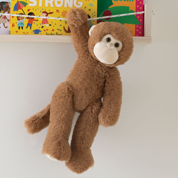 15" Buddy Monkey - Front view of Monkey weighted stuffed animal swinging from a line like they are in the jungle image number 7