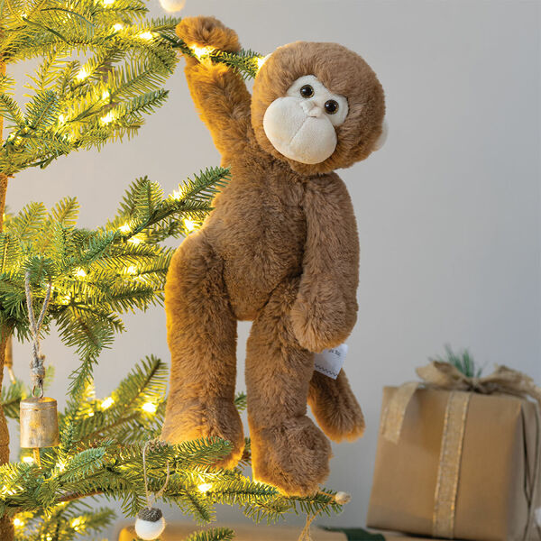 15" Buddy Monkey - Front view of Monkey weighted stuffed animal hanging from Christmas tree image number 3