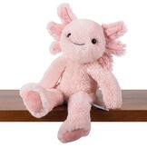 15" Buddy Axolotl - Front view of pink Axolotl on a shelf showing thin limbs image number 3