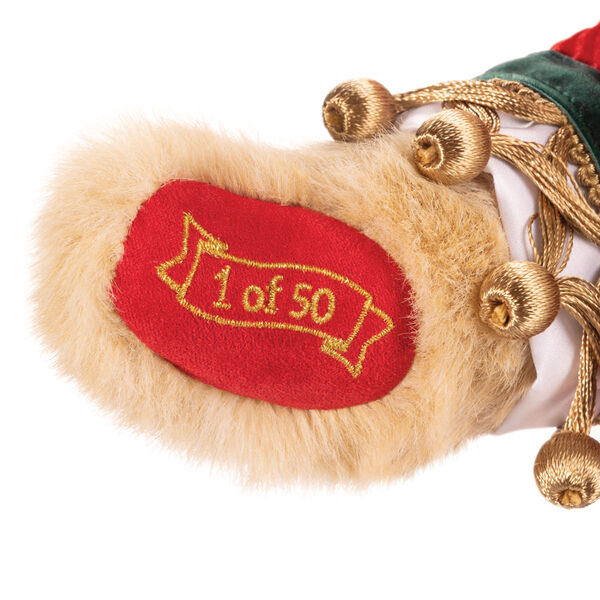 15" Limited Edition Christmas Cookie Santa Bear - Close-up of embroidered paw pad with edition number on it