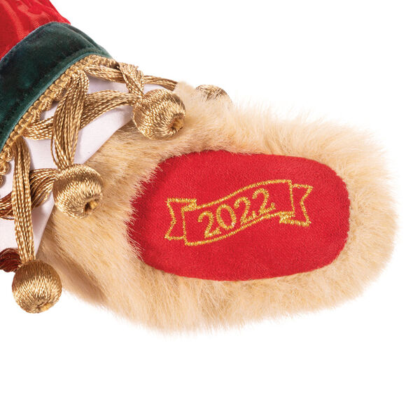 15" Limited Edition Christmas Cookie Santa Bear - Close-up of embroidered paw pad with 2022