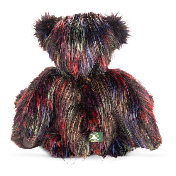 20" Special Edition Fireworks Bear - Back view of 20" jointed black licorice bear with filaments of colored fur throughout.