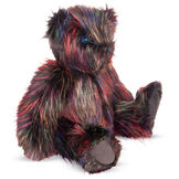 20" Special Edition Fireworks Bear - Front seated 3/4 view of 20" jointed black licorice bear with filaments of colored fur throughout. Bear has blue eyes and grey paw pads. image number 3
