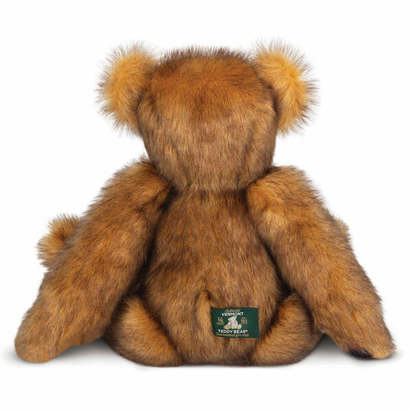 15" Special Edition Vermont Flannel Bear - Back view of caramel fudge stuffed animal