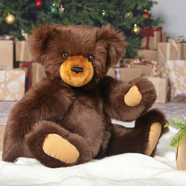 20" Special Edition Woodland Bear - Seated jointed dark chocolate brown bear presented as a Christmas decoration image number 0