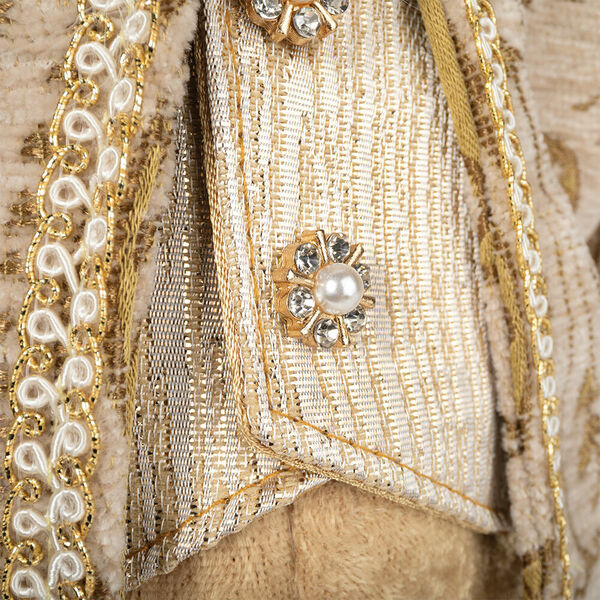 15" Limited Edition Gilded Santa Bear - Close up of pearl and crystal buttons on Santa teddy bear vest image number 2