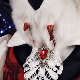 15" Limited Edition Count Dracula Vampire Bear - Close up of silver broach with red jewel and blood tipped fangs image number 5