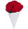 Small red velvet rose bouquet with green felt leaves in white felt on an elastic