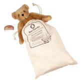 15" Bear Care Bag with Comb - cream muslin bag with plush animal care instructions image number 0