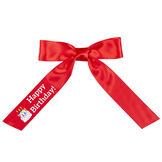 3' to 4' Happy Birthday Bow with Tails - Red satin bow with tails with "Happy Birthday" graphic  image number 0