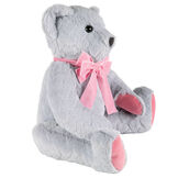 20" Hidden Hearts Bear - Side view of grey bear with heart print fur image number 3