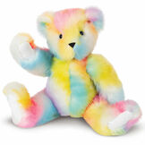 20" True Colors United Rainbow Bear - Front view of rainbow color bear with white paw pads image number 0