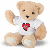 13" Little Hero Bear - Buy 1, Give 1 - Front view of butterscotch light brown bear in white t-shirt with Little Hero Friend for Life Logo image number 0