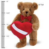 15" Romantic at Heart Bear - Standing jointed bear with red bow tie and plush heart pillow with measurement of 15" Tall image number 2