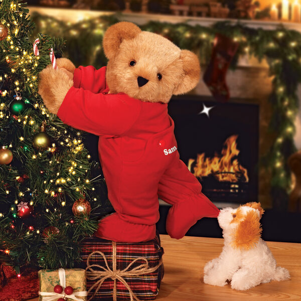 15" Christmas Bedtime Bear with Puppy image number 0