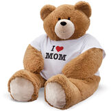 4' Big Hunka Love I HEART You T-Shirt Bear - Seated honey brown bear with white t-shirt personalized with "I Heart Mom" in red and black graphics image number 4