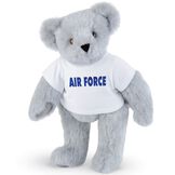 15" Air Force T-Shirt Bear - Standing jointed bear dressed in a white t-shirt says, "AIR FORCE" in royal blue lettering on the front of the shirt - Gray fur image number 4