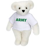 15" Army T-Shirt Bear - Standing jointed bear dressed in a white t-shirt says, "ARMY" in green lettering on the front of the shirt - Vanilla white fur image number 2