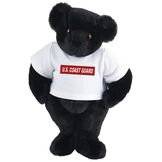 15" Coast Guard T-Shirt Bear - Front view of standing jointed bear dressed in white t-shirt with dark red graphic that says, "U.S. COAST GUARD" - Black fur image number 3