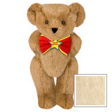 15" "Happy Birthday" Bow Tie Bear - Standing jointed bear dressed in red bow tie with yellow trim; "Happy Birthday" is embroidered on Star center - Buttercream image number 1