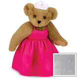 15" Birthday Girl Bear - Standing jointed bear dressed in hot pink satin dress and bejeweled tiara - Gray image number 4