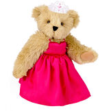 15" Birthday Girl Bear - Standing jointed bear dressed in hot pink satin dress and bejeweled tiara - Maple image number 6