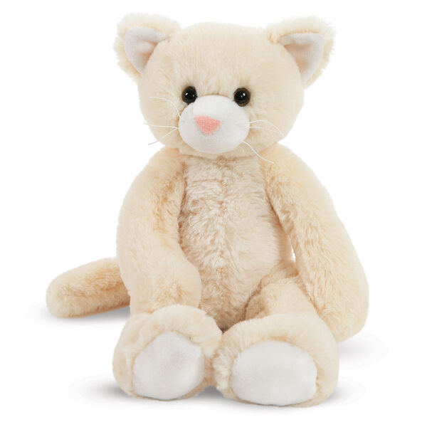 5" Buddy Kitten - Front view of ivory Slim Kitten with pink nose brown eyes and white foot pads