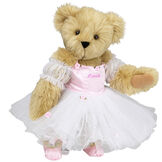 15" Ballerina Bear - Standing jointed bear dressed in pink satin and tulle dress and ballet slippers. Center front of dress is personalized with "Hannah" in bright pink lettering - Maple brown fur image number 5