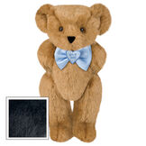15" "It's a Boy!" Bow Tie Bear - Standing jointed bear dressed in light blue satin bow tie with "It's a Boy!" is embroidered on heart center - Black fur image number 3