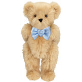 15" "It's a Boy!" Bow Tie Bear - Standing jointed bear dressed in light blue satin bow tie with "It's a Boy!" is embroidered on heart center - long Maple brown fur image number 6