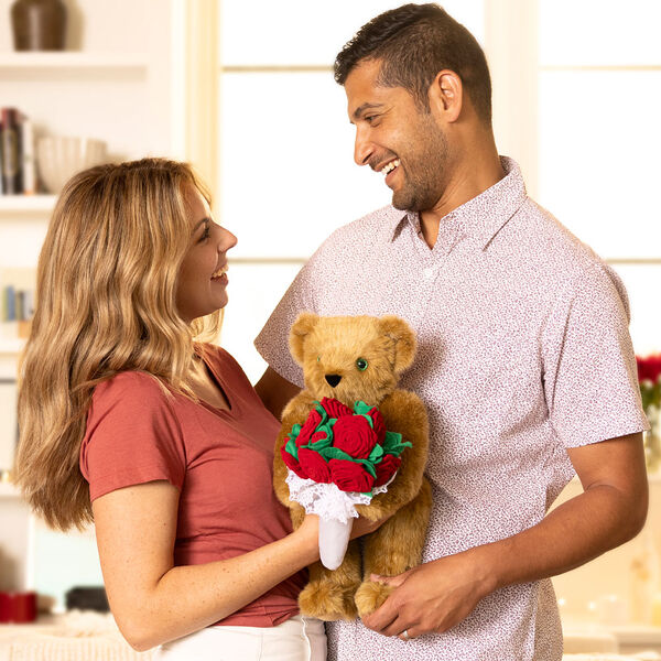 15" Red Rose Bouquet Bear image number 1