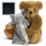 15" Cuddle Buddies Gift Set with Elephant Blanket - 15" jointed seated bear with gray elephant blanket - Black image number 3