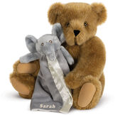 15" Cuddle Buddies Gift Set with Elephant Blanket - 15" jointed seated bear with gray elephant blanket - Honey image number 0