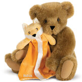15" Cuddle Buddies Gift Set with Fox Blanket - 15" jointed seated bear with orange fox security blanket - Honey image number 0