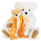 15" Cuddle Buddies Gift Set with Fox Blanket - 15" jointed seated bear with orange fox security blanket - Vanilla image number 2