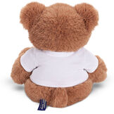 18" Oh So Soft Teddy I Heart You T-Shirt Bear - Back view of seated brown bear in white t-shirt image number 3