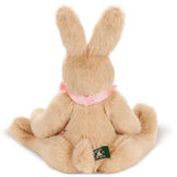 16" Classic Bunny Rabbit with Pink Ribbon Bow - Back view of buttercream jointed rabbit with pink satin bow with tails image number 3