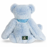 15" Winter Wonderland Bear - Back view of 15" seated jointed ice blue bear wearing a blue satin bow image number 3